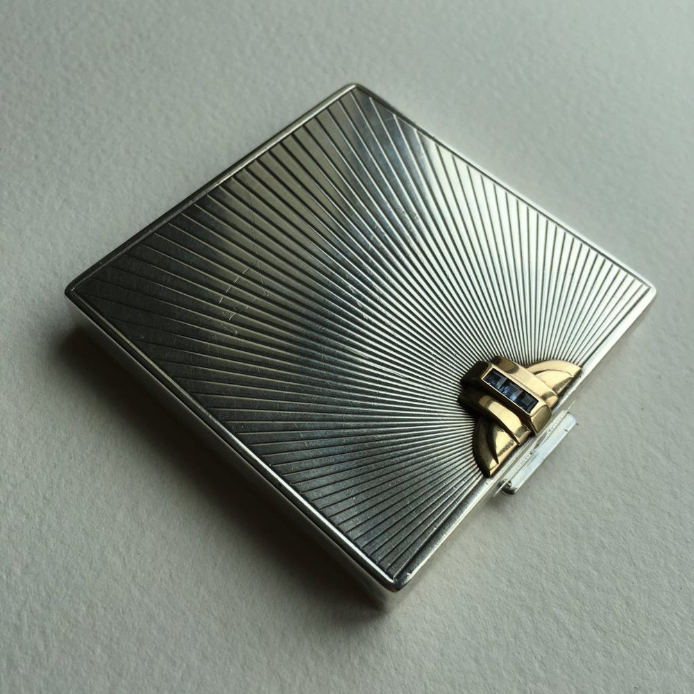 Tiffany Mirror - Sapphires, 14k Gold + Silver